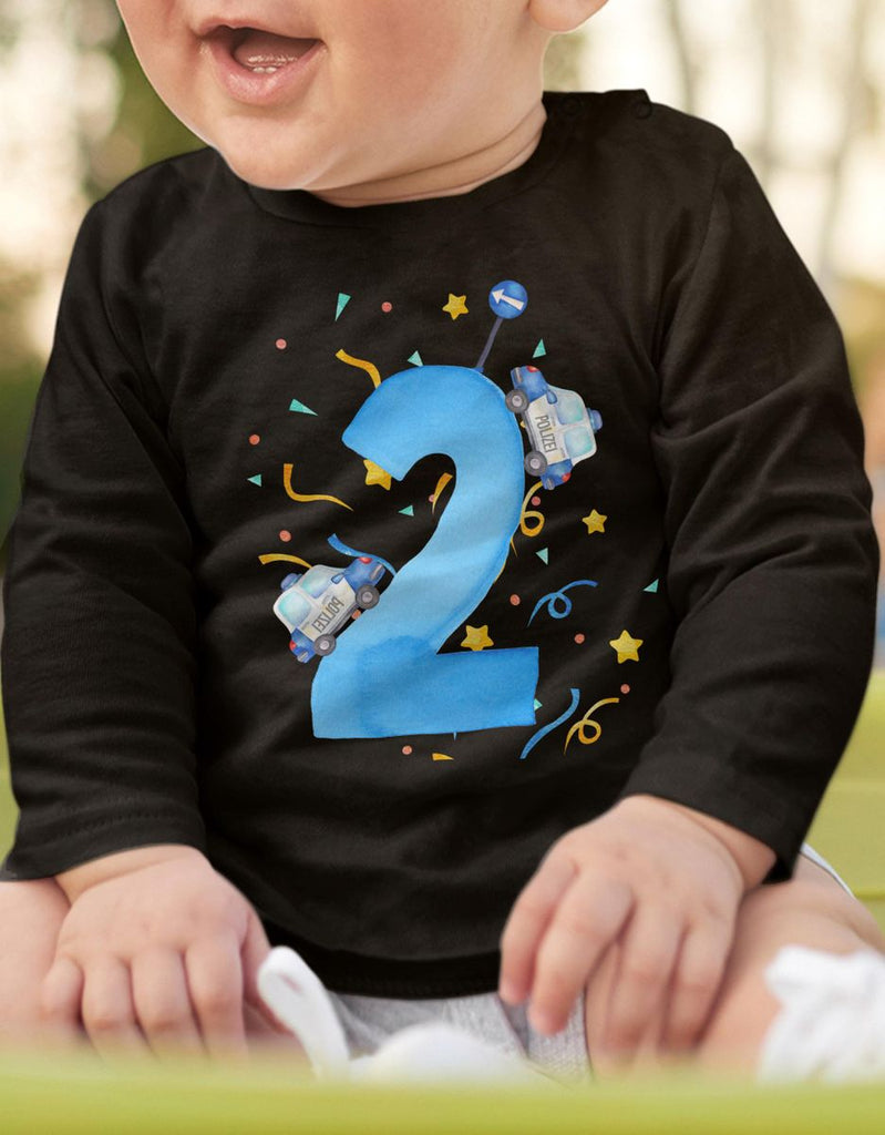 Baby / Kinder Longsleeve mit Spruch Ich bin 2 - Polizei - von Mikalino