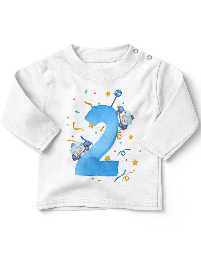 Baby / Kinder Longsleeve mit Spruch Ich bin 2 - Polizei - von Mikalino