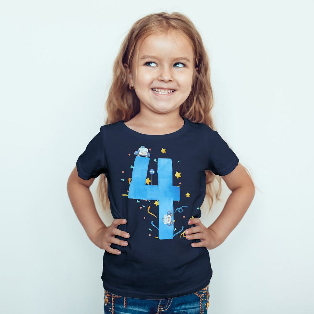 Kinder T-Shirt 4 Geburtstag Polizei - von Mikalino