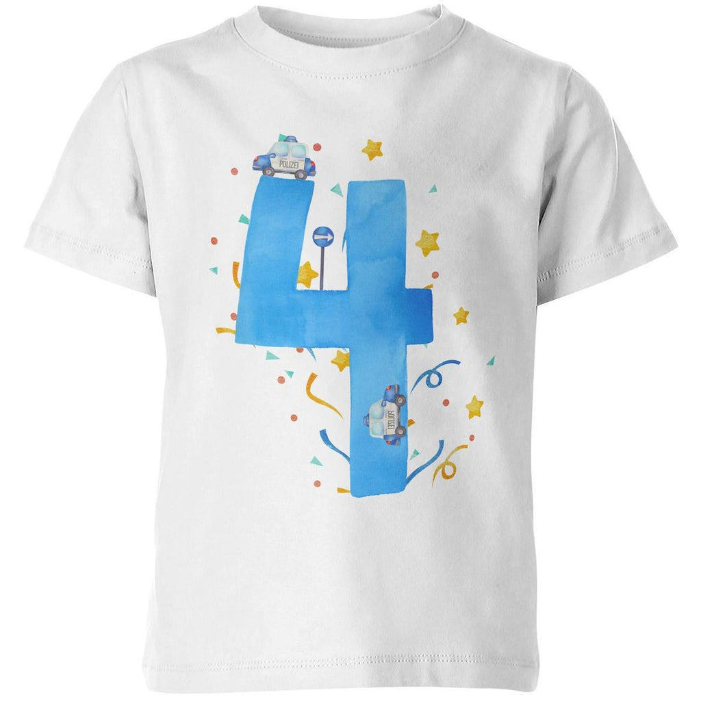 Kinder T-Shirt 4 Geburtstag Polizei - von Mikalino