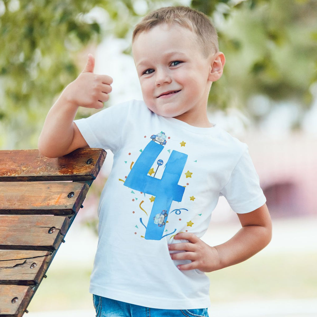 Kinder T-Shirt 4 Geburtstag Polizei - von Mikalino