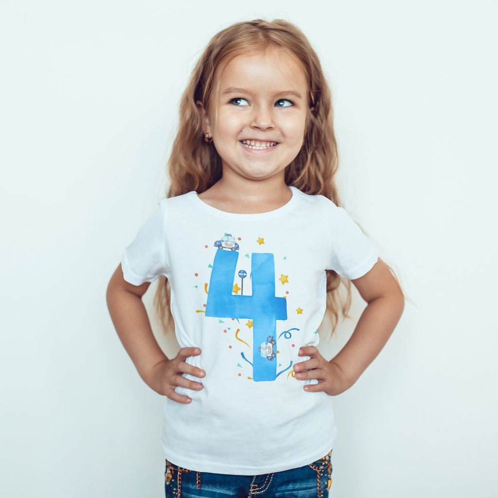 Kinder T-Shirt 4 Geburtstag Polizei - von Mikalino