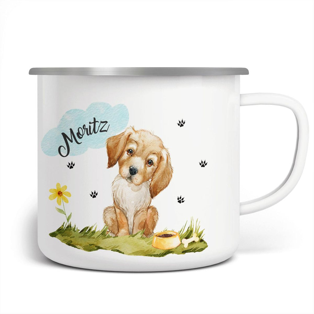 Emaille Tasse Mein bester Freund ist ein Golden Retriever personalisiert mit Wunschname - von Mikalino