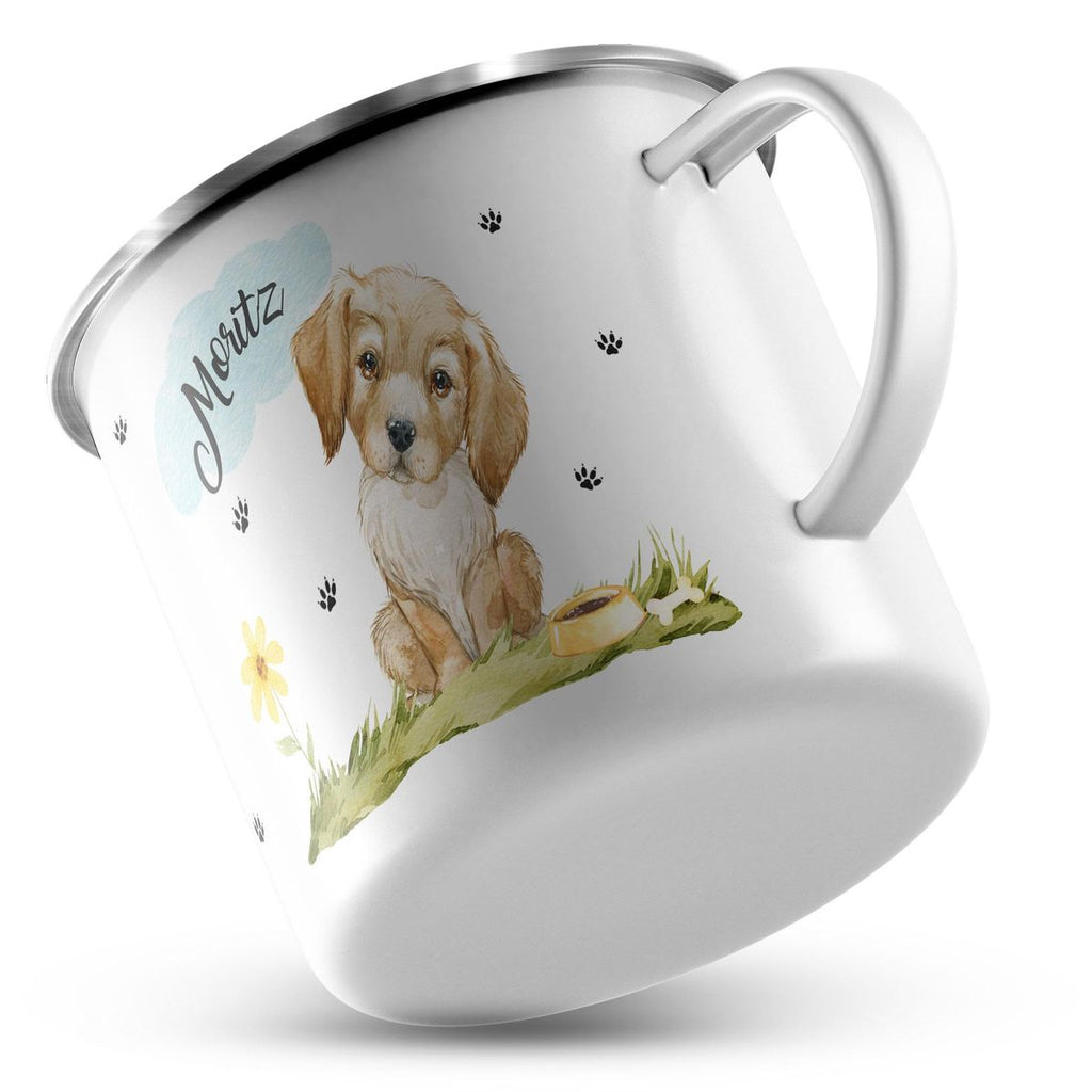 Emaille Tasse Mein bester Freund ist ein Golden Retriever personalisiert mit Wunschname - von Mikalino