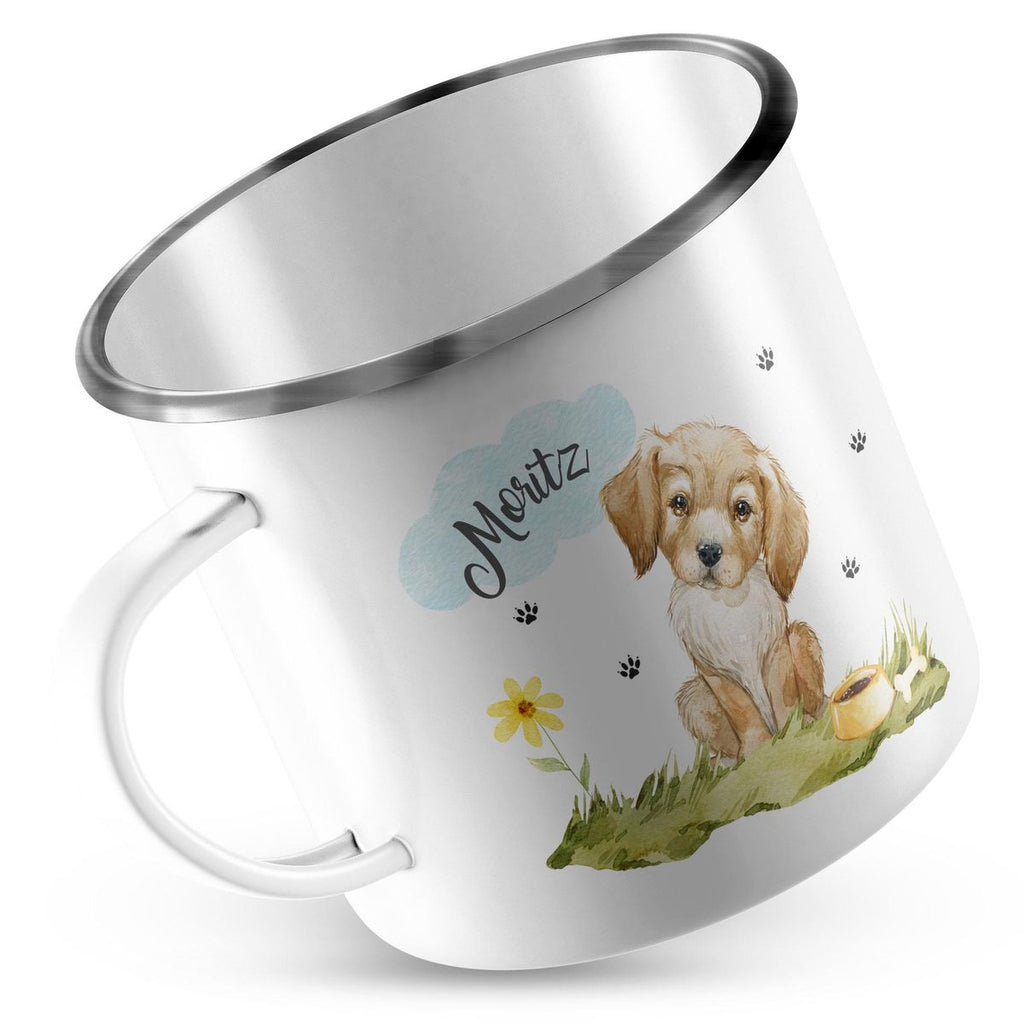 Emaille Tasse Mein bester Freund ist ein Golden Retriever personalisiert mit Wunschname - von Mikalino