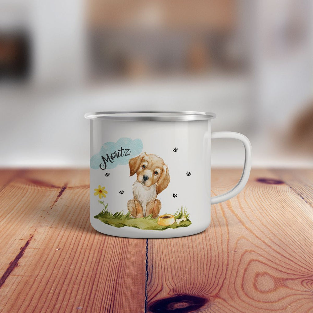 Emaille Tasse Mein bester Freund ist ein Golden Retriever personalisiert mit Wunschname - von Mikalino