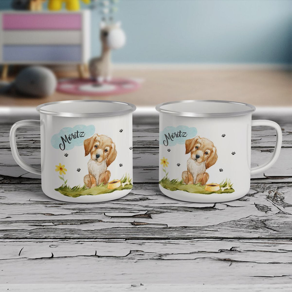 Emaille Tasse Mein bester Freund ist ein Golden Retriever personalisiert mit Wunschname - von Mikalino