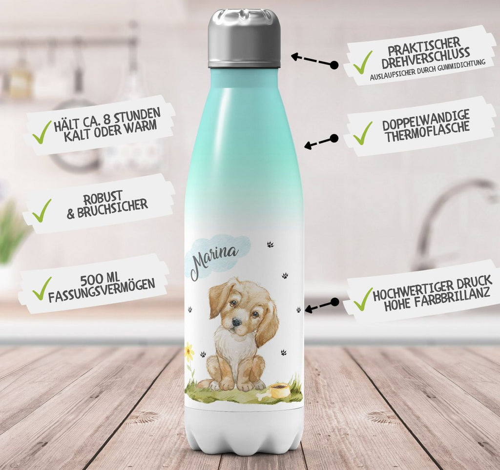 Thermo Trinkflasche Mein bester Freund ist ein Golden Retriever personalisiert mit Wunschname - von Mikalino