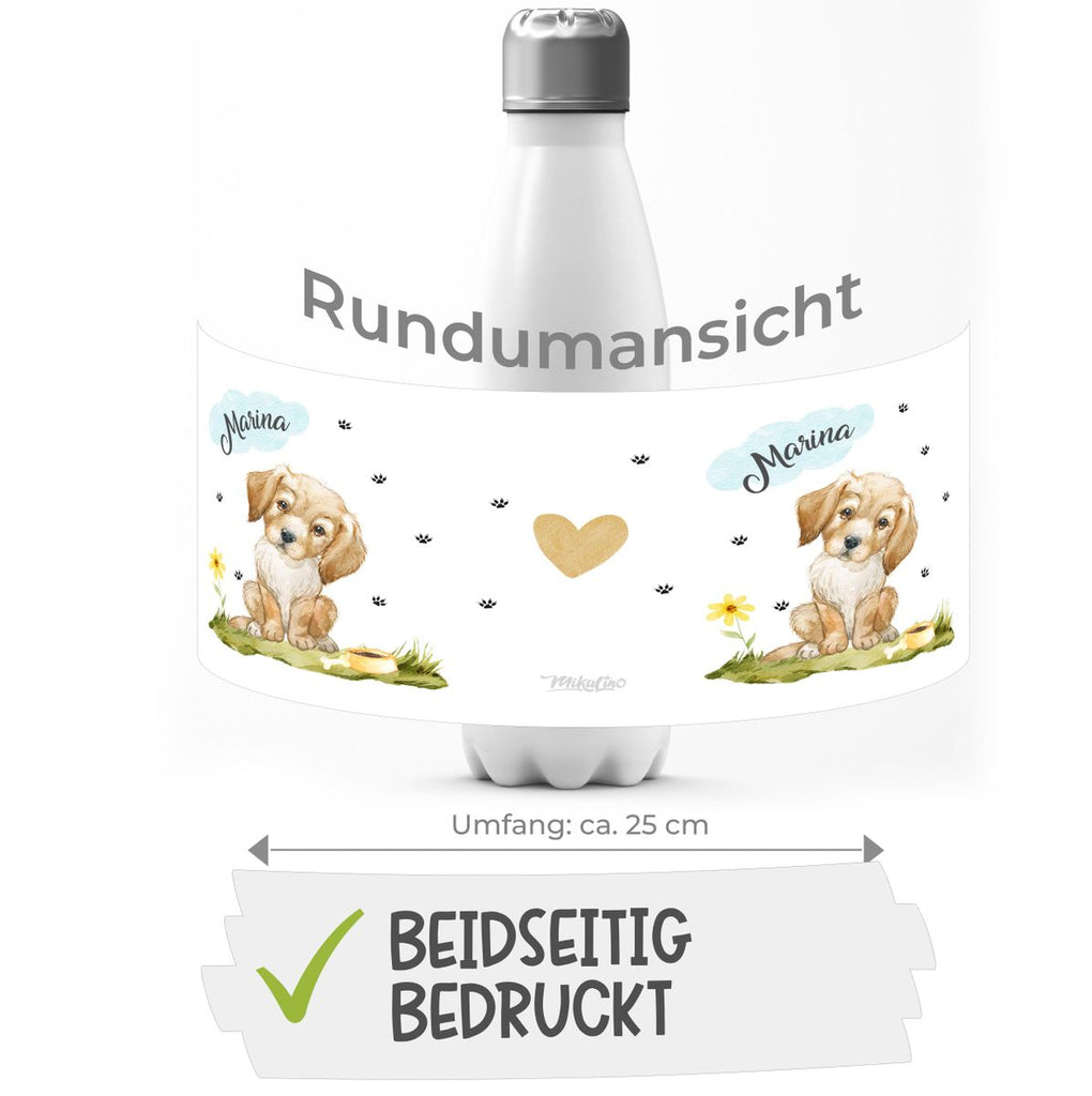 Thermo Trinkflasche Mein bester Freund ist ein Golden Retriever personalisiert mit Wunschname - von Mikalino