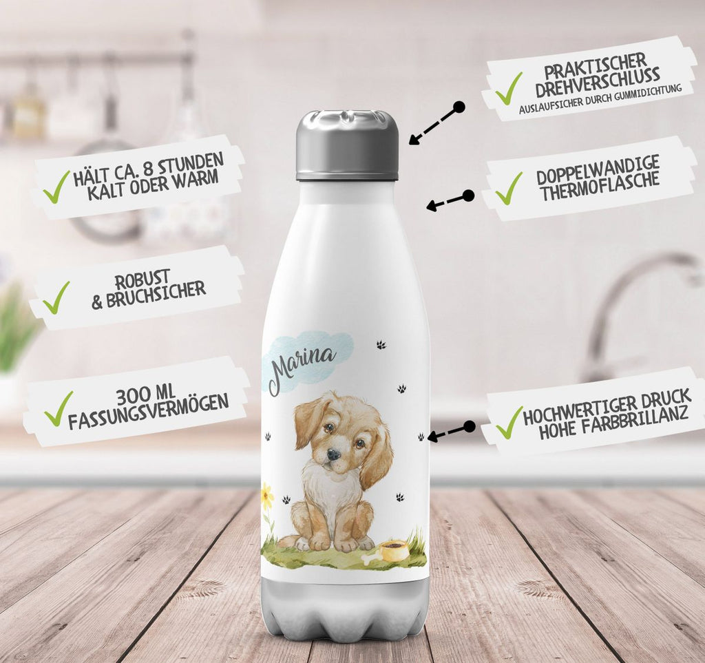 Thermo Trinkflasche Mein bester Freund ist ein Golden Retriever personalisiert mit Wunschname - von Mikalino