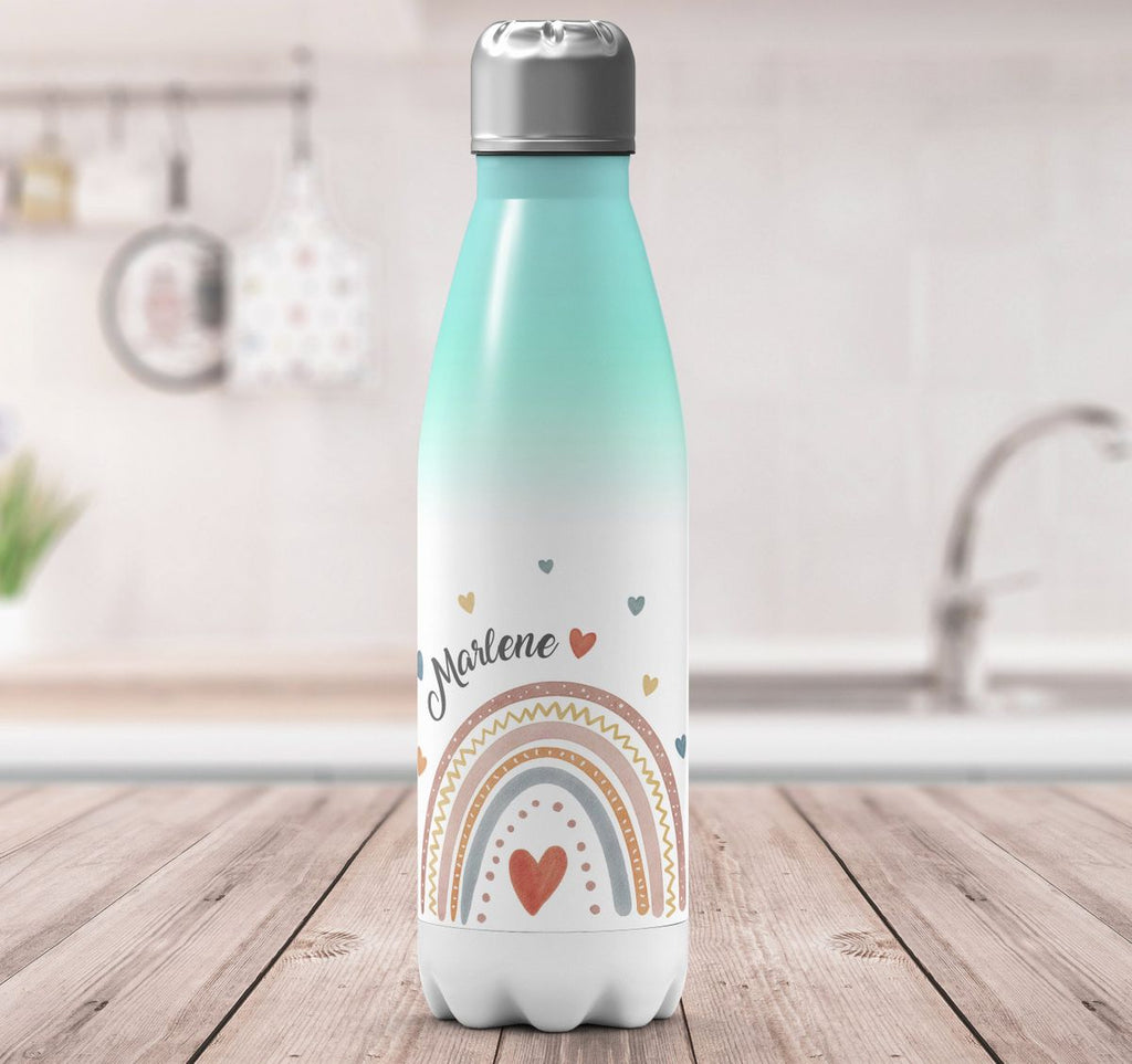 Thermo Trinkflasche Ein bunter Regenbogen Rainbow personalisiert mit Wunschname - von Mikalino