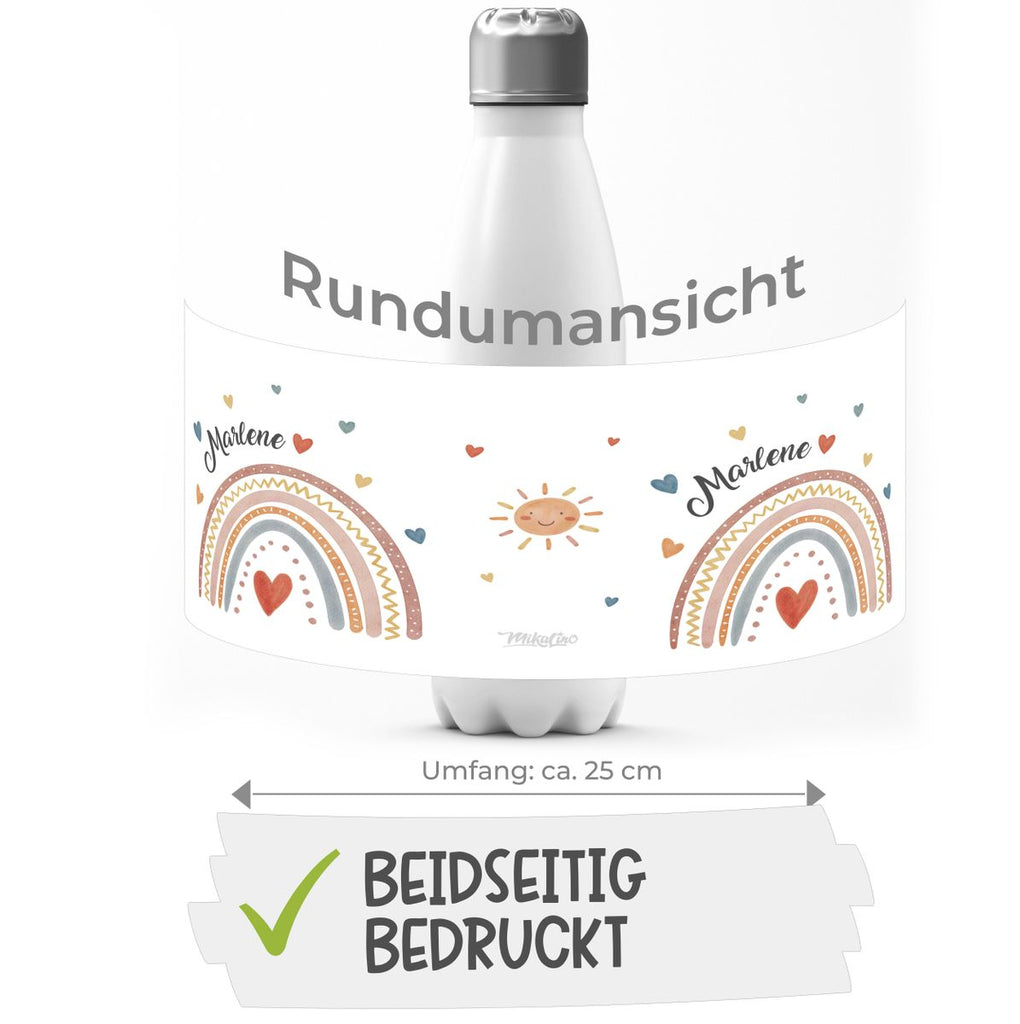 Thermo Trinkflasche Ein bunter Regenbogen Rainbow personalisiert mit Wunschname - von Mikalino