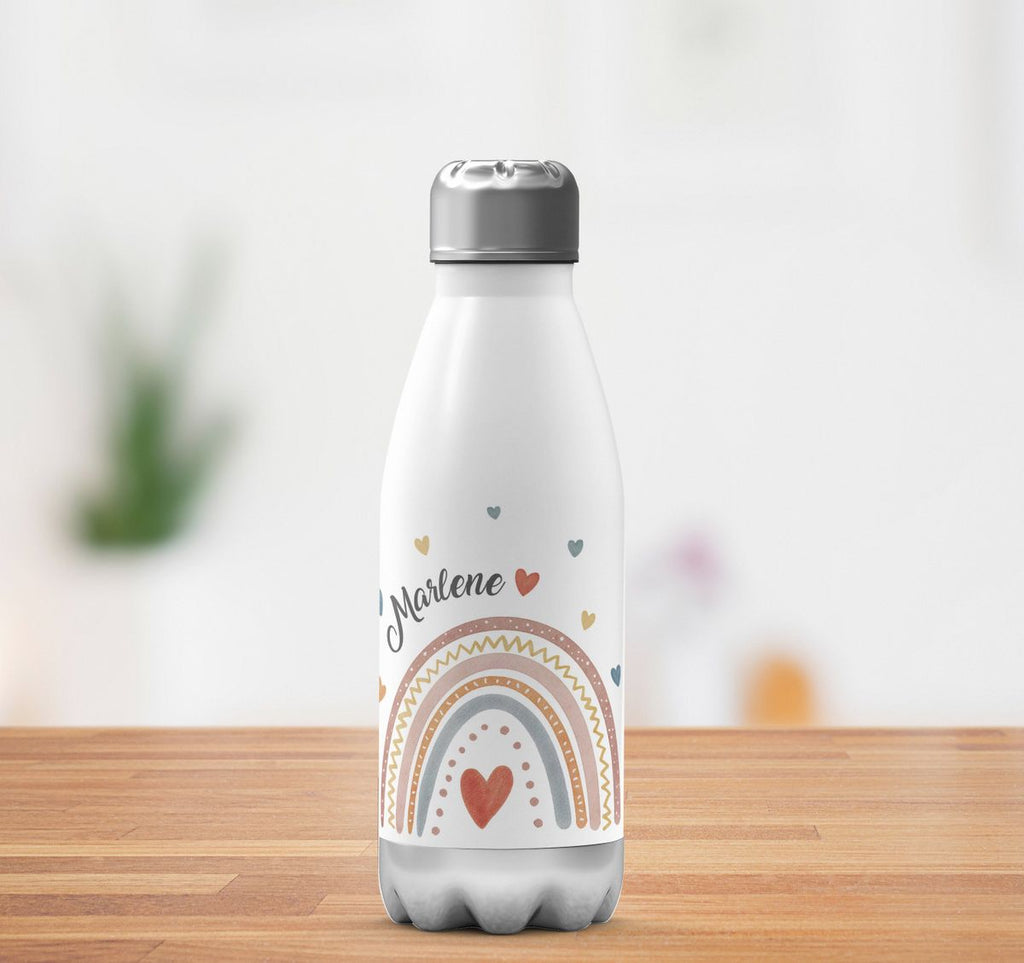 Thermo Trinkflasche Ein bunter Regenbogen Rainbow personalisiert mit Wunschname - von Mikalino