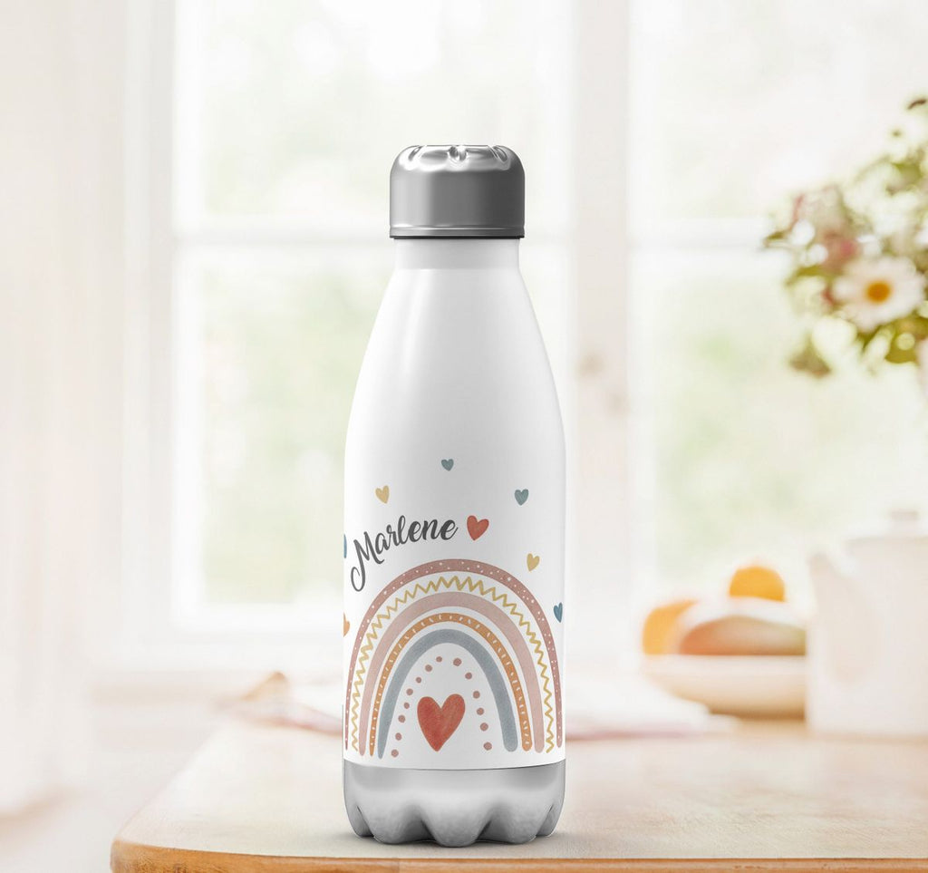 Thermo Trinkflasche Ein bunter Regenbogen Rainbow personalisiert mit Wunschname - von Mikalino