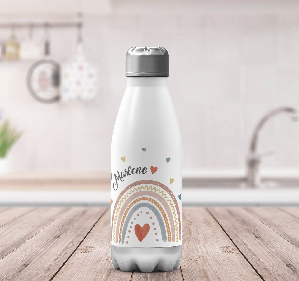 Thermo Trinkflasche Ein bunter Regenbogen Rainbow personalisiert mit Wunschname - von Mikalino