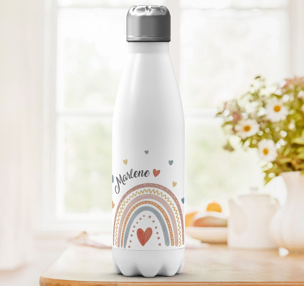 Thermo Trinkflasche Ein bunter Regenbogen Rainbow personalisiert mit Wunschname - von Mikalino