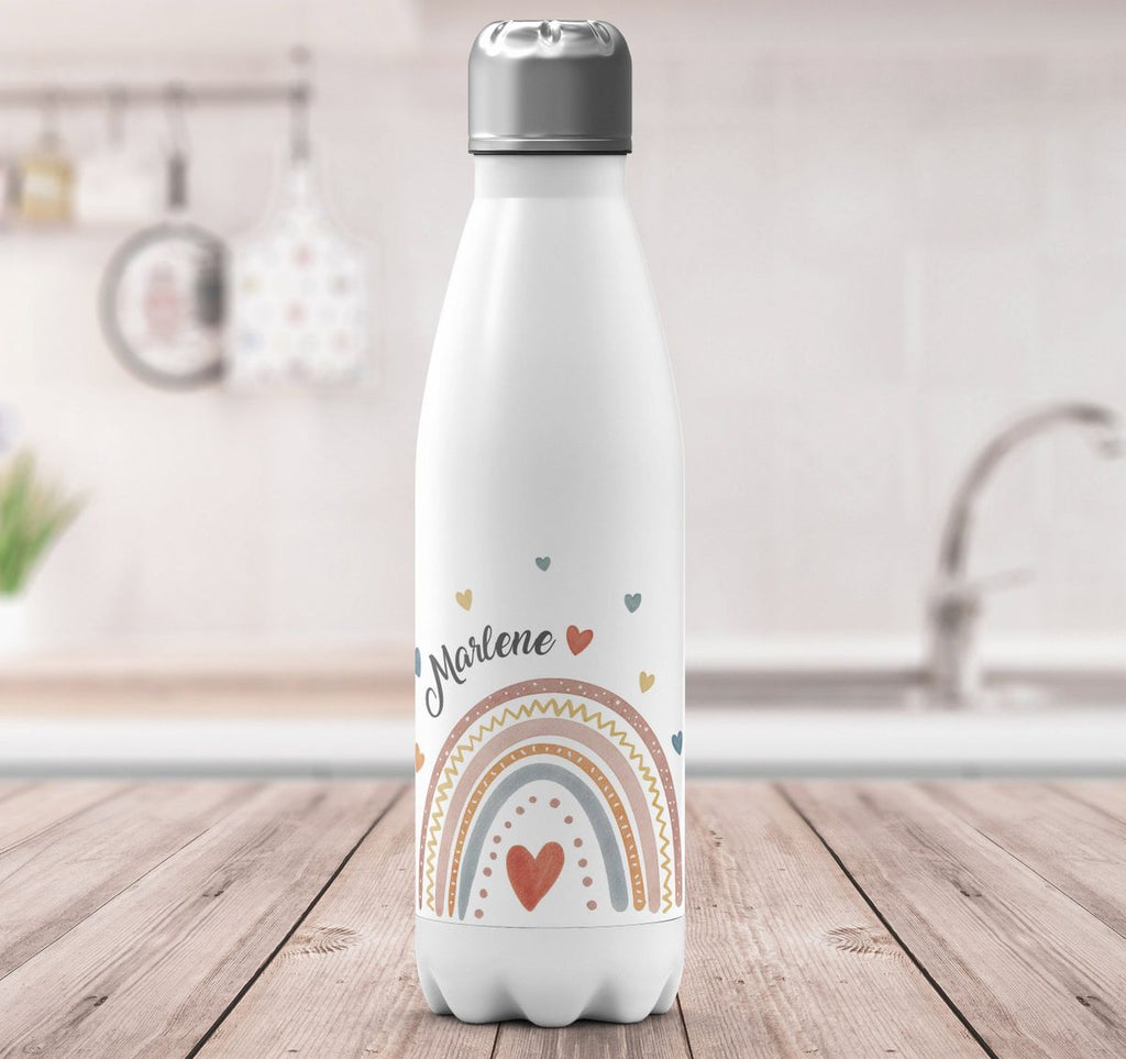 Thermo Trinkflasche Ein bunter Regenbogen Rainbow personalisiert mit Wunschname - von Mikalino