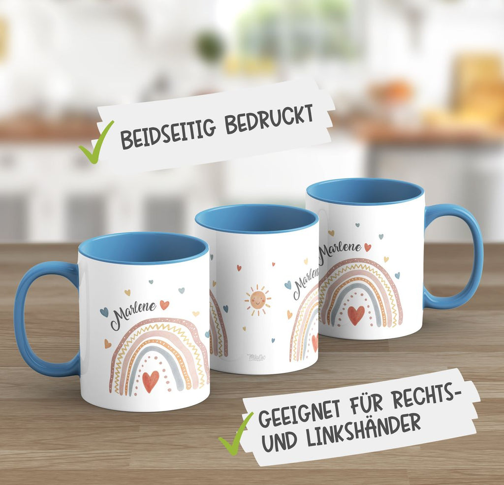 Keramik Tasse Ein bunter Regenbogen Rainbow personalisiert mit Wunschname - von Mikalino