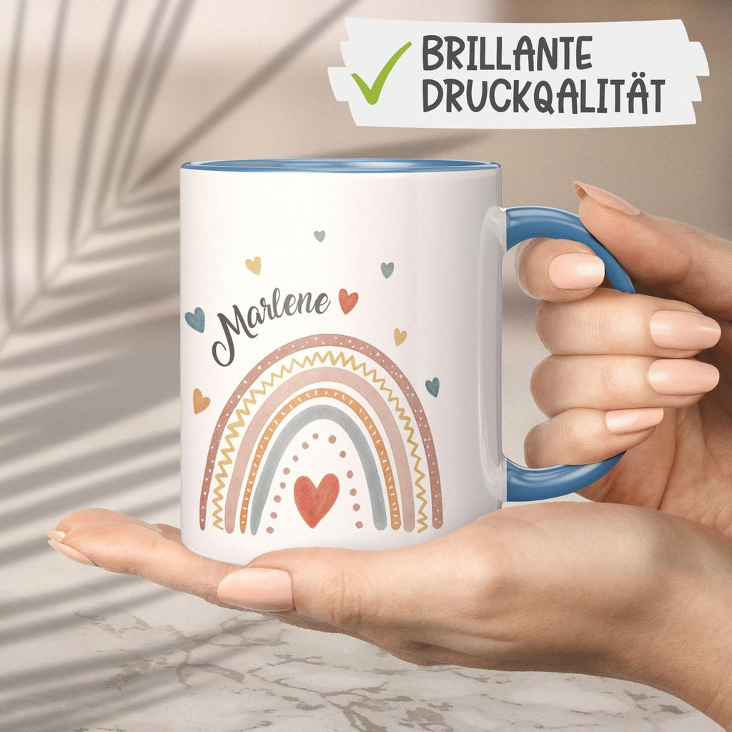 Keramik Tasse Ein bunter Regenbogen Rainbow personalisiert mit Wunschname - von Mikalino