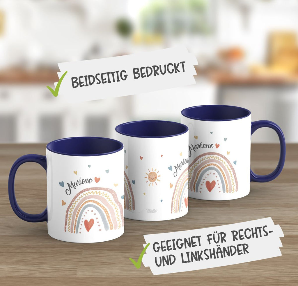 Keramik Tasse Ein bunter Regenbogen Rainbow personalisiert mit Wunschname - von Mikalino