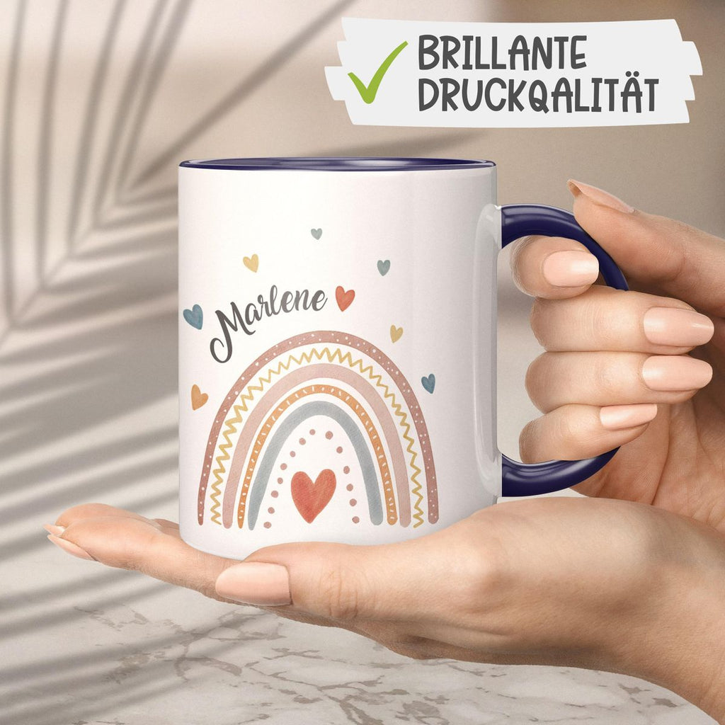 Keramik Tasse Ein bunter Regenbogen Rainbow personalisiert mit Wunschname - von Mikalino