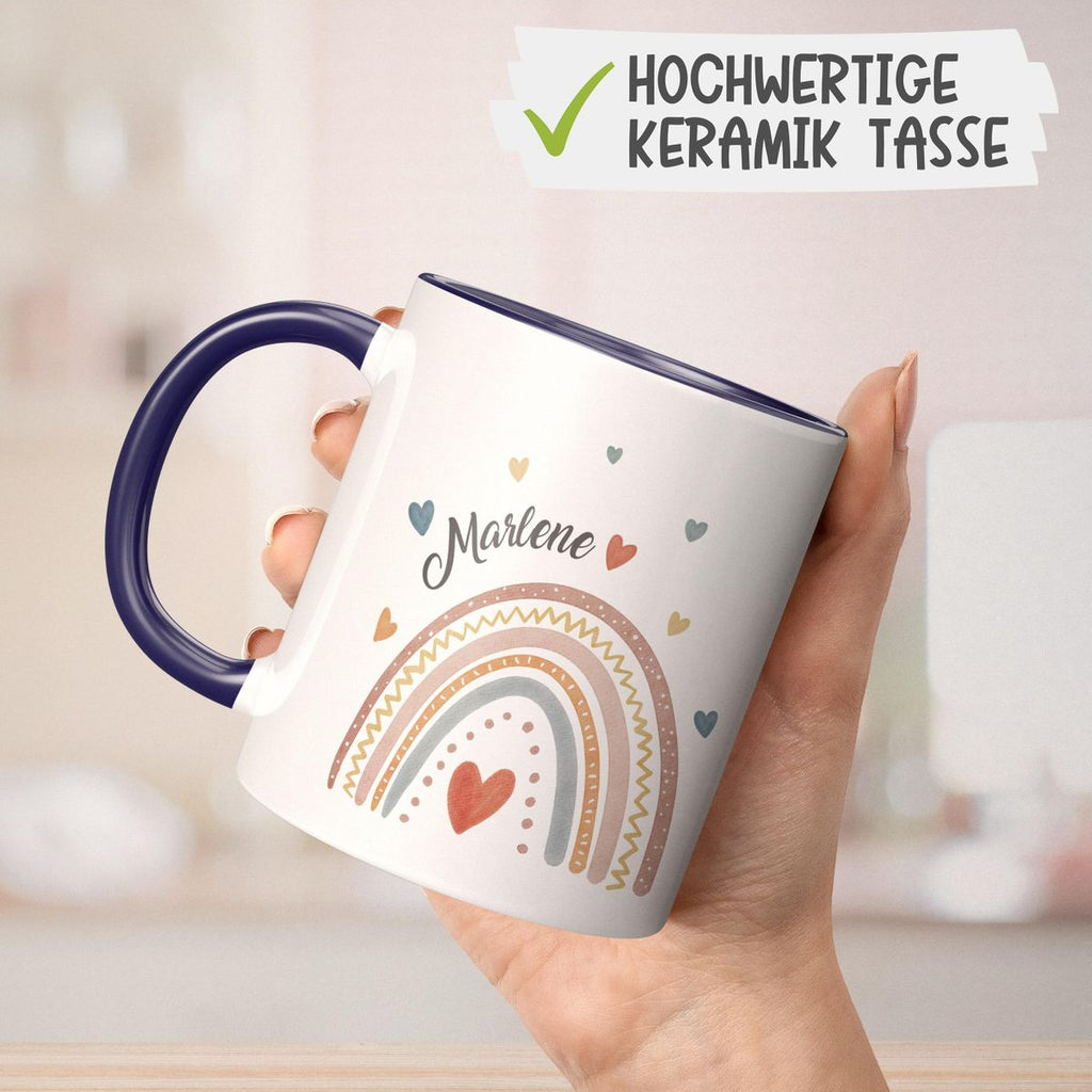 Keramik Tasse Ein bunter Regenbogen Rainbow personalisiert mit Wunschname - von Mikalino