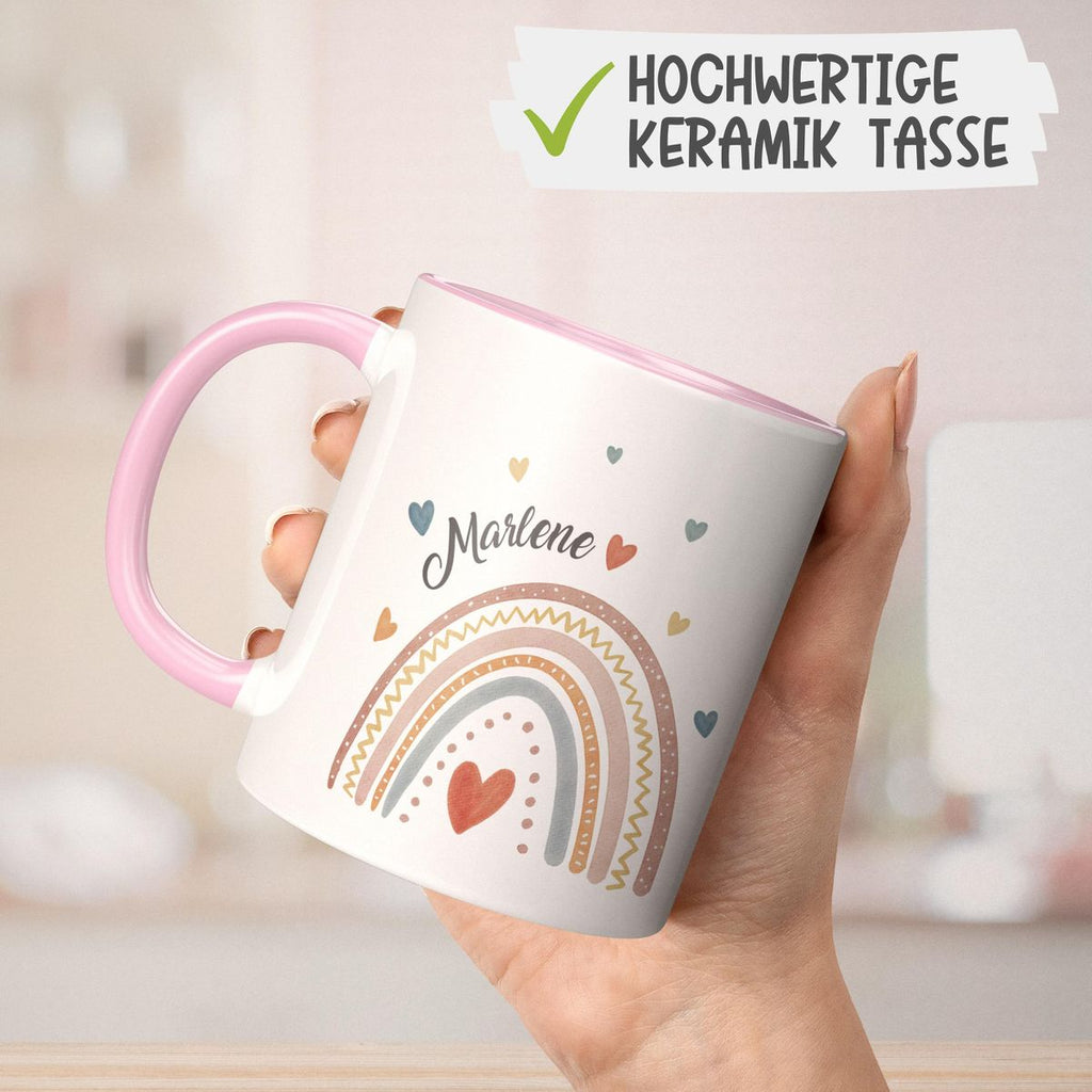 Keramik Tasse Ein bunter Regenbogen Rainbow personalisiert mit Wunschname - von Mikalino