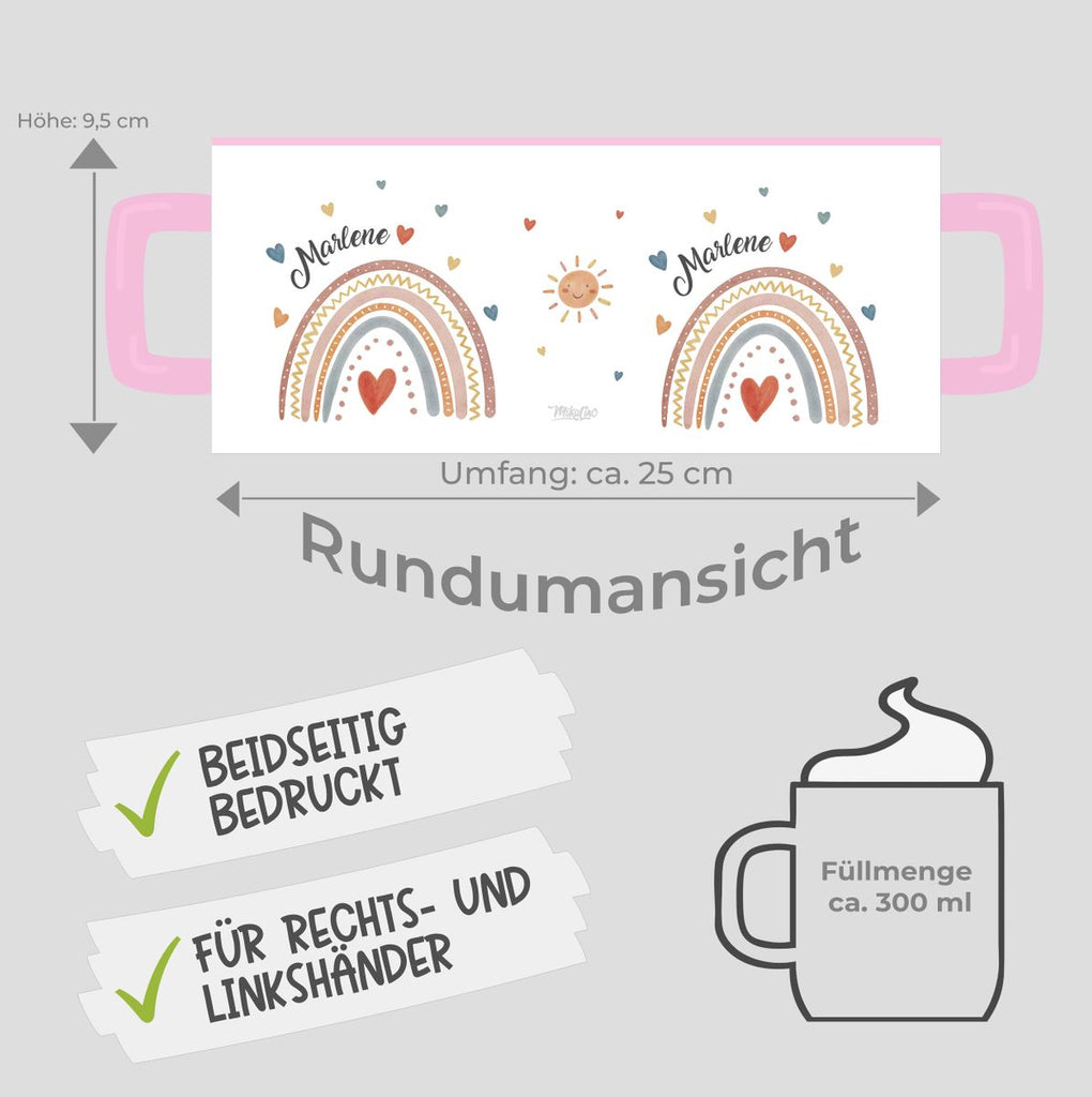 Keramik Tasse Ein bunter Regenbogen Rainbow personalisiert mit Wunschname - von Mikalino