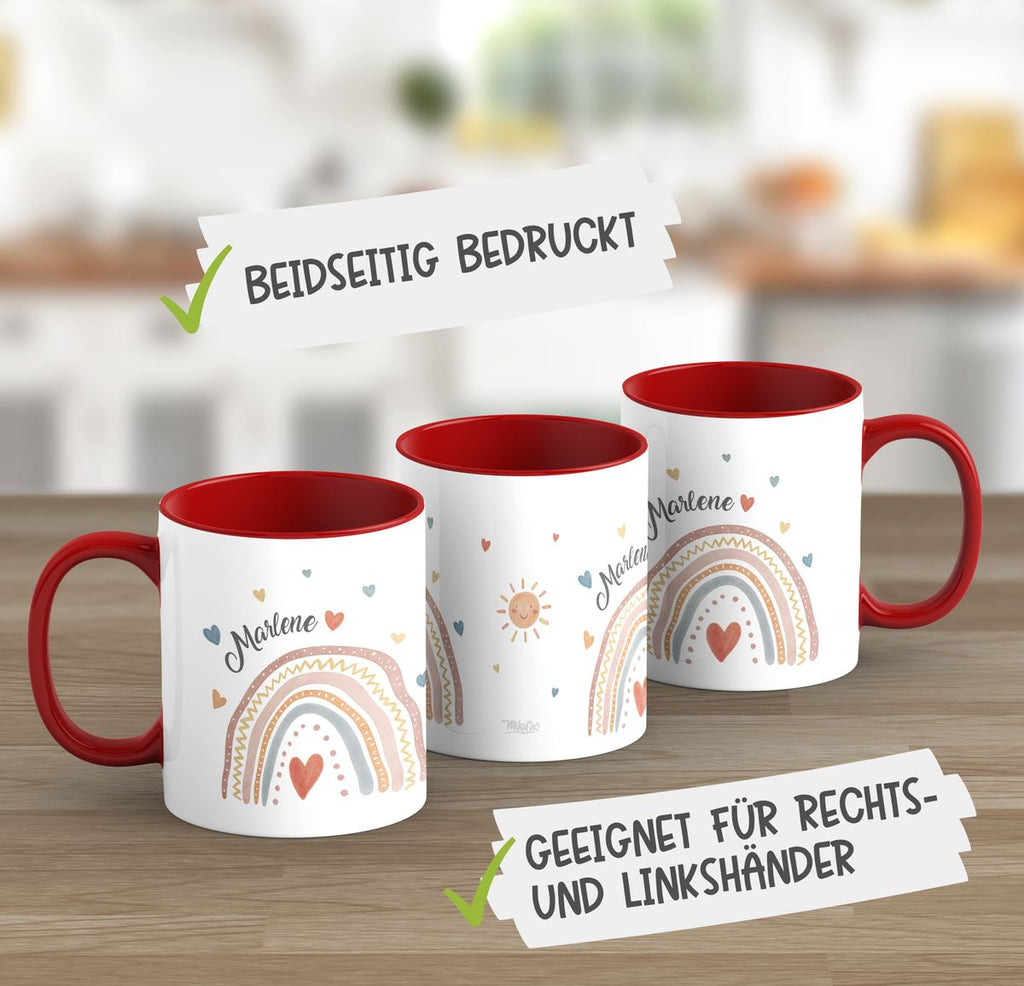 Keramik Tasse Ein bunter Regenbogen Rainbow personalisiert mit Wunschname - von Mikalino