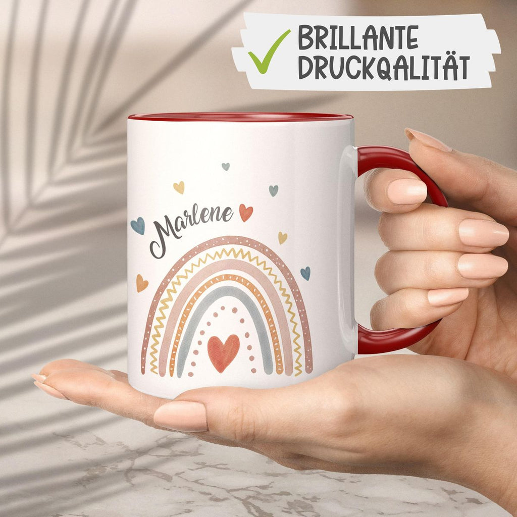 Keramik Tasse Ein bunter Regenbogen Rainbow personalisiert mit Wunschname - von Mikalino