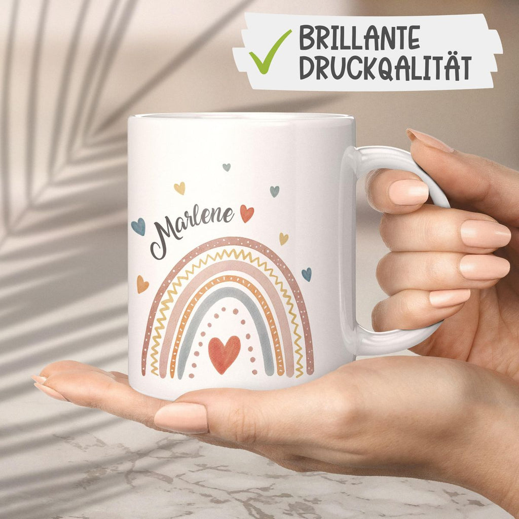 Keramik Tasse Ein bunter Regenbogen Rainbow personalisiert mit Wunschname - von Mikalino