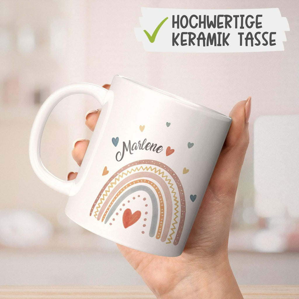 Keramik Tasse Ein bunter Regenbogen Rainbow personalisiert mit Wunschname - von Mikalino