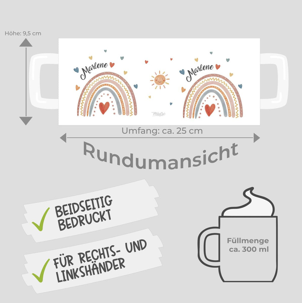 Keramik Tasse Ein bunter Regenbogen Rainbow personalisiert mit Wunschname - von Mikalino