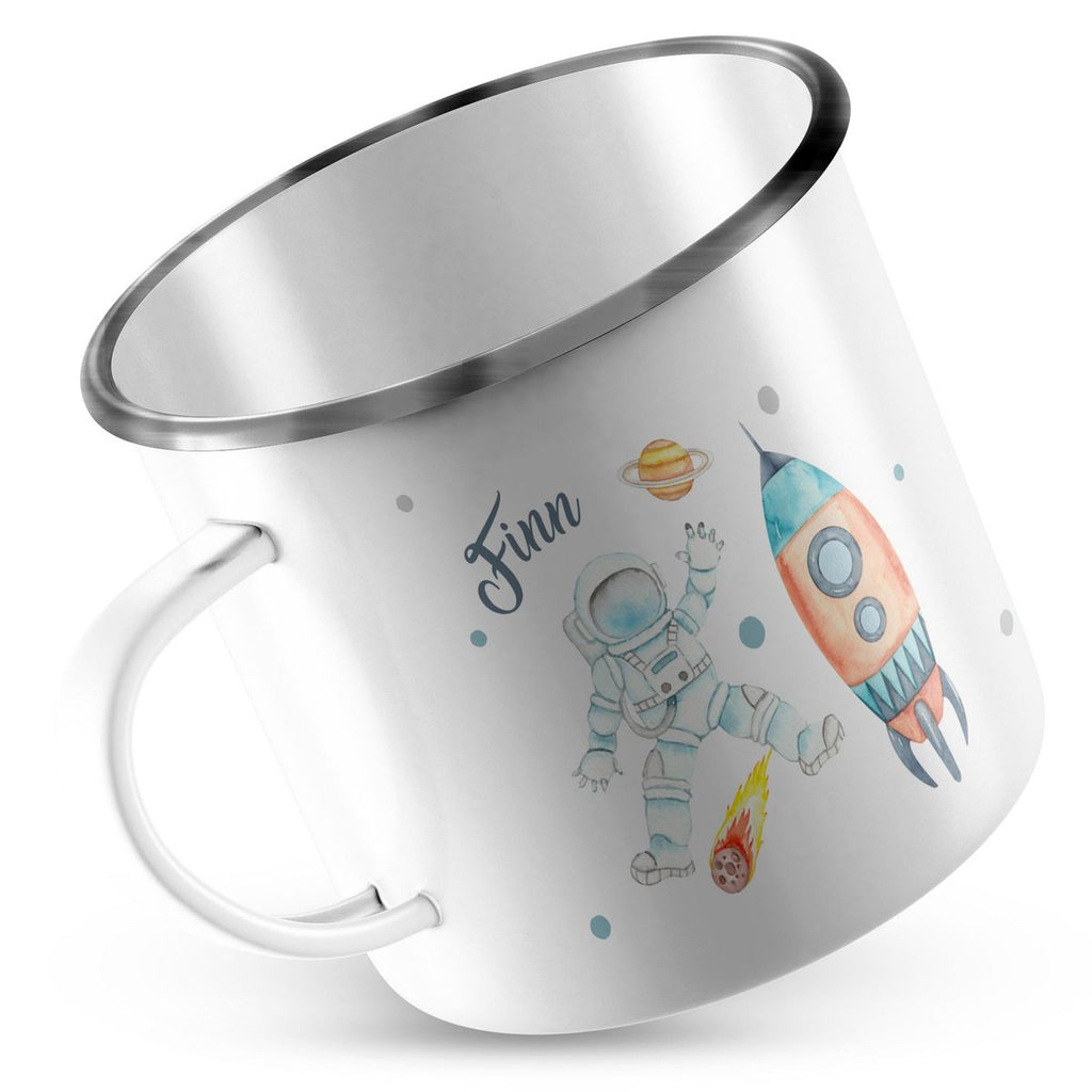 Emaille Tasse Astronaut - ein Flug ins All personalisiert mit Wunschname - von Mikalino