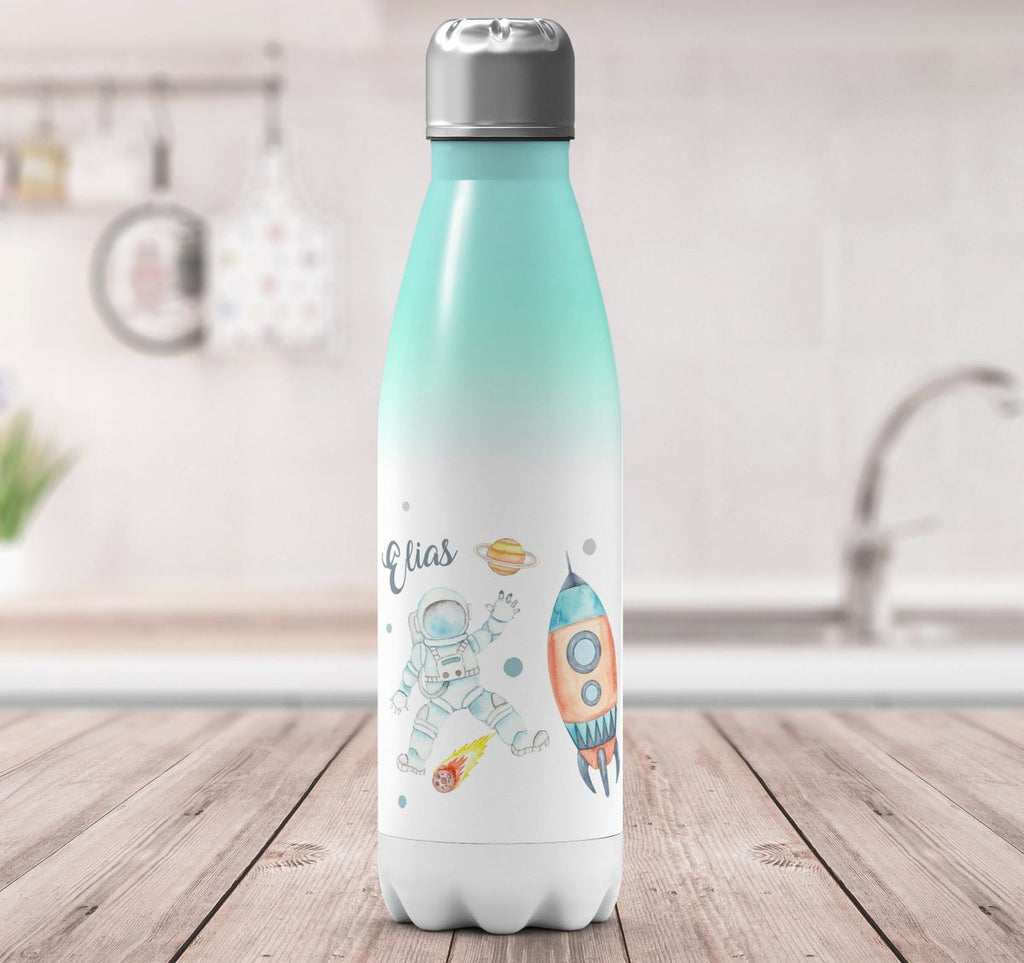 Thermo Trinkflasche Astronaut - ein Flug ins All personalisiert mit Wunschname - von Mikalino