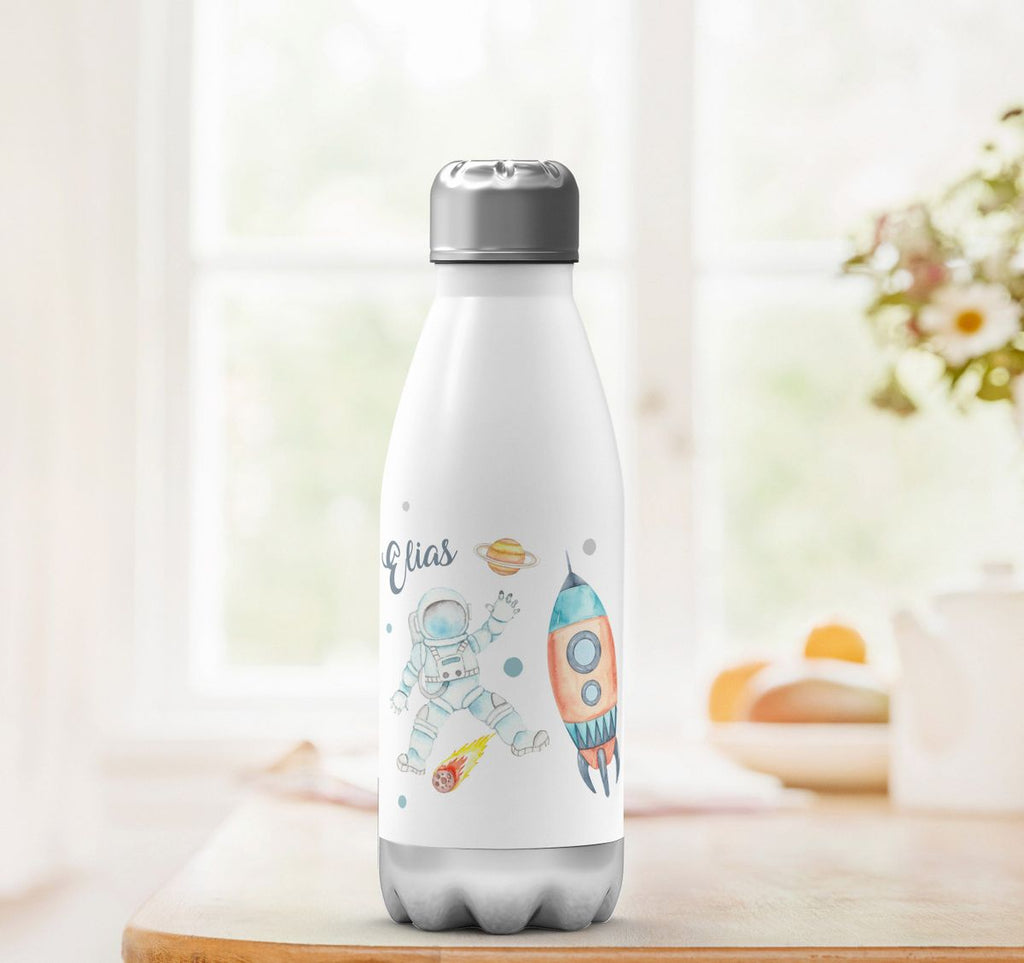 Thermo Trinkflasche Astronaut - ein Flug ins All personalisiert mit Wunschname - von Mikalino