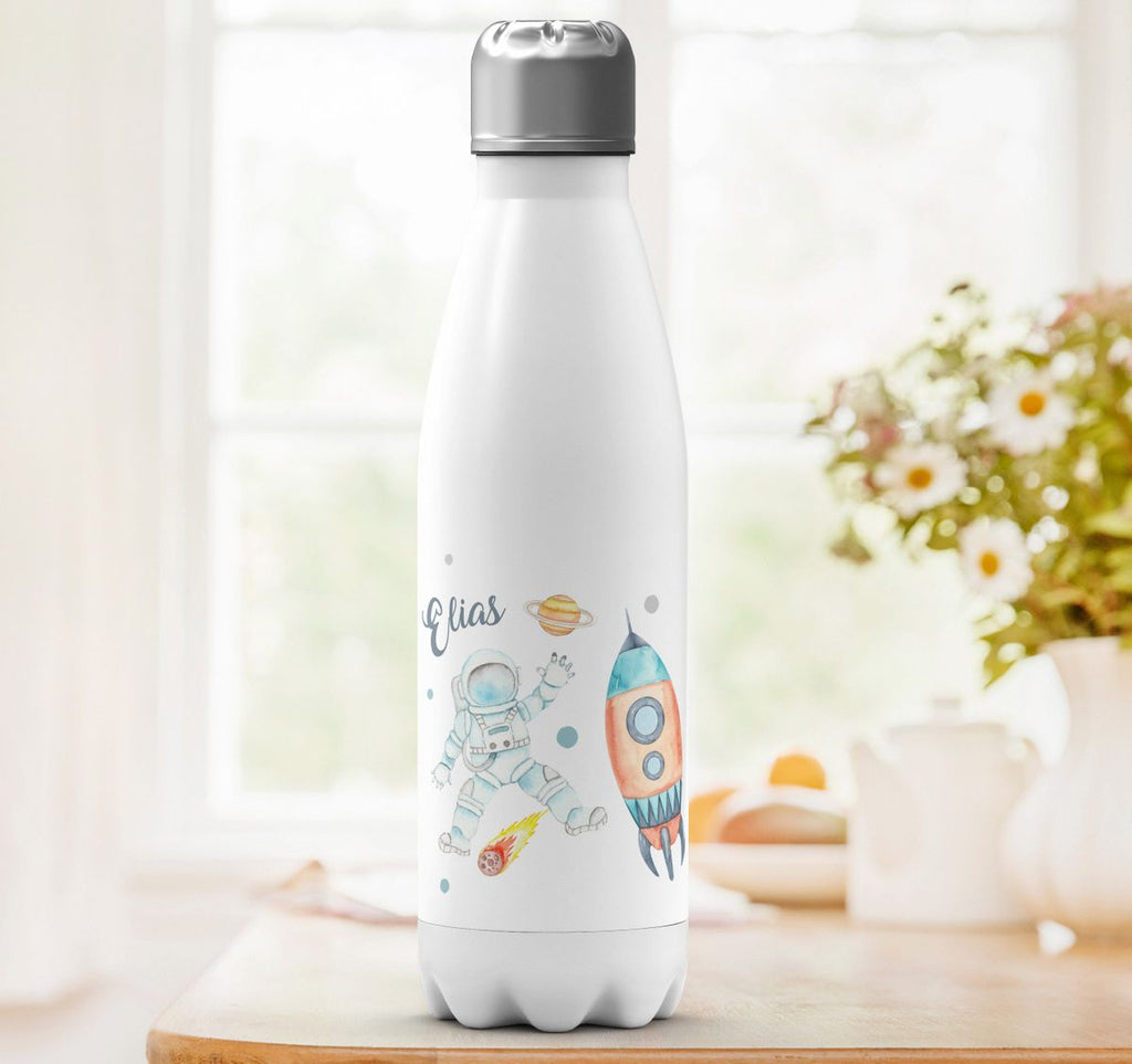 Thermo Trinkflasche Astronaut - ein Flug ins All personalisiert mit Wunschname - von Mikalino