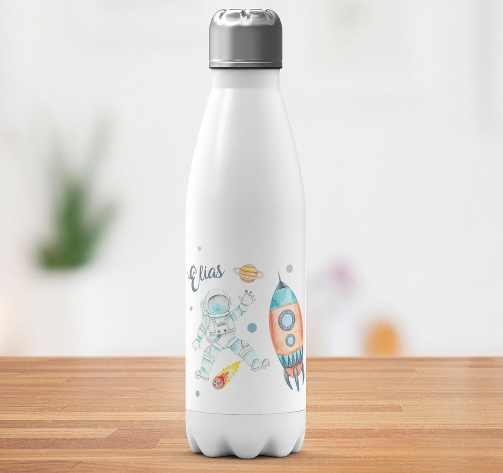 Thermo Trinkflasche Astronaut - ein Flug ins All personalisiert mit Wunschname - von Mikalino