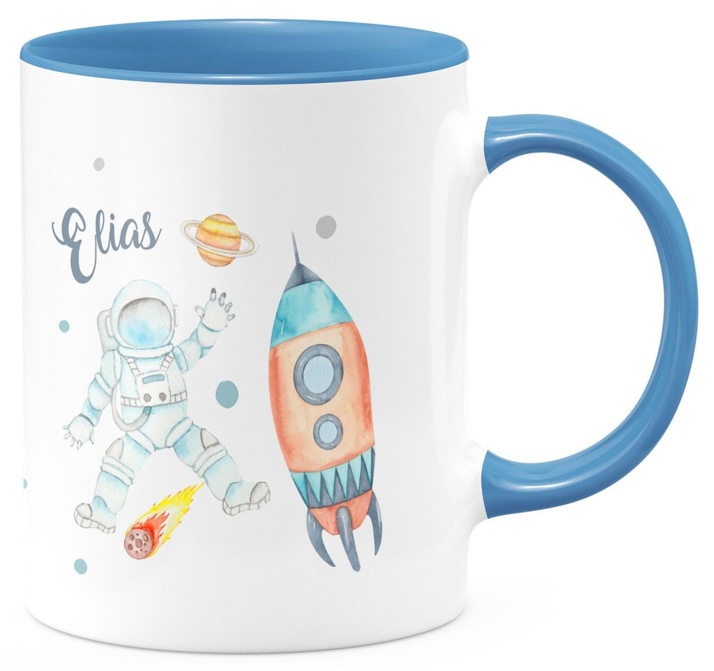 Keramik Tasse Astronaut - ein Flug ins All personalisiert mit Wunschname - von Mikalino