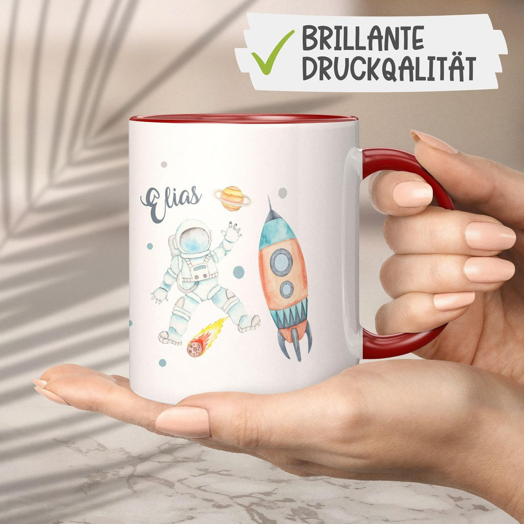 Keramik Tasse Astronaut - ein Flug ins All personalisiert mit Wunschname - von Mikalino