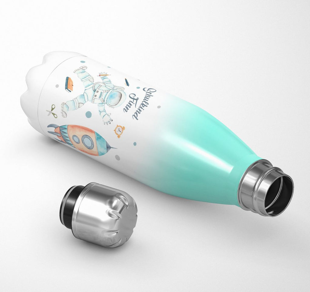 Thermo Trinkflasche Astronaut Schulkind - ein Flug ins All personalisiert mit Wunschname - von Mikalino