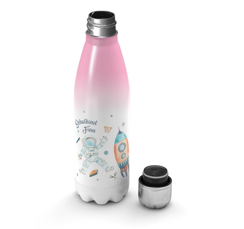 Thermo Trinkflasche Astronaut Schulkind - ein Flug ins All personalisiert mit Wunschname - von Mikalino