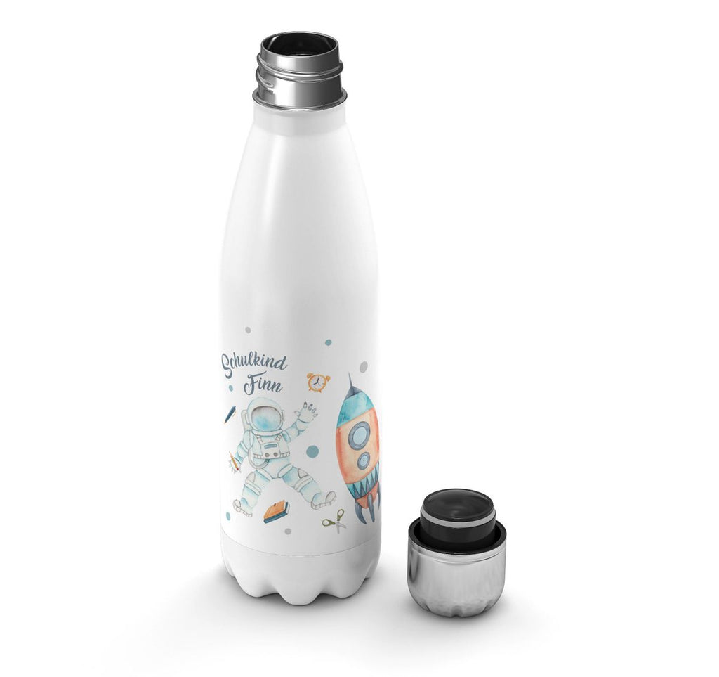 Thermo Trinkflasche Astronaut Schulkind - ein Flug ins All personalisiert mit Wunschname - von Mikalino