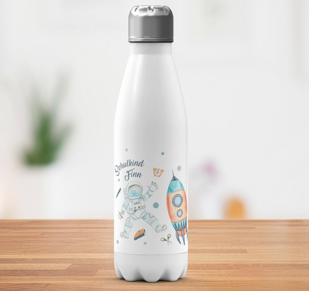 Thermo Trinkflasche Astronaut Schulkind - ein Flug ins All personalisiert mit Wunschname - von Mikalino