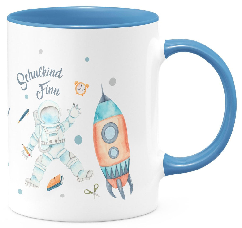 Keramik Tasse Astronaut Schulkind - ein Flug ins All personalisiert mit Wunschname - von Mikalino