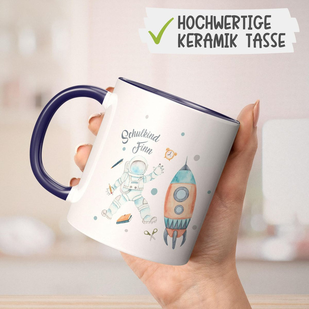 Keramik Tasse Astronaut Schulkind - ein Flug ins All personalisiert mit Wunschname - von Mikalino