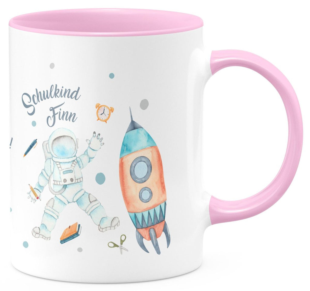 Keramik Tasse Astronaut Schulkind - ein Flug ins All personalisiert mit Wunschname - von Mikalino