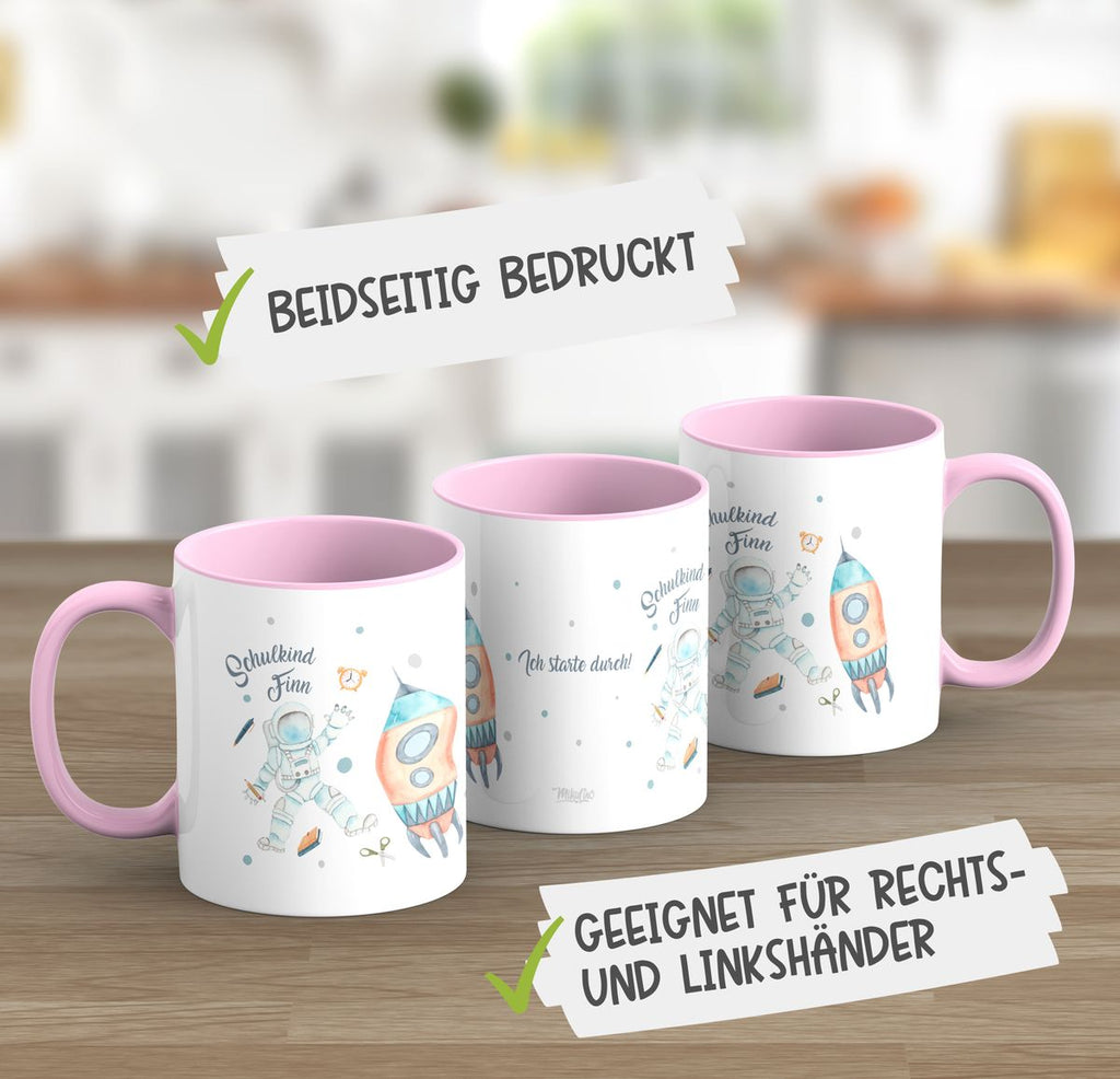 Keramik Tasse Astronaut Schulkind - ein Flug ins All personalisiert mit Wunschname - von Mikalino