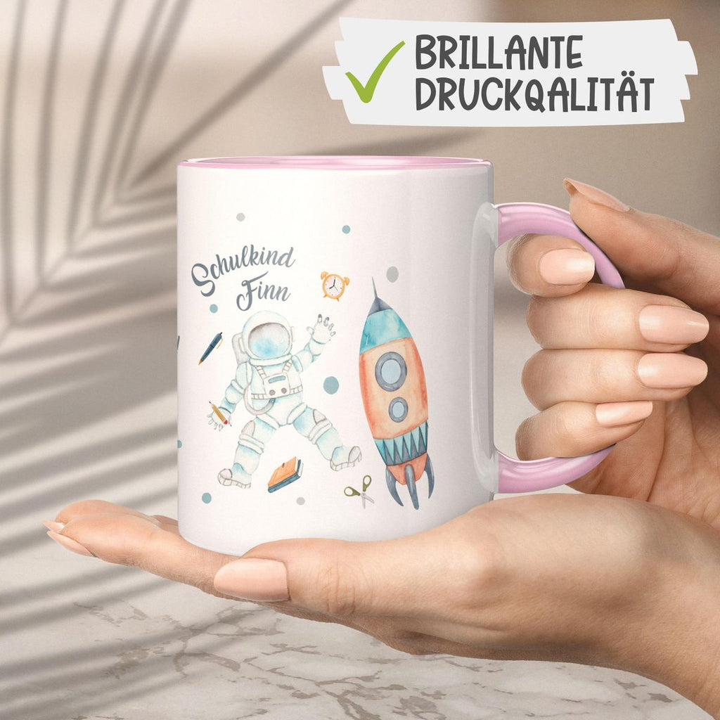 Keramik Tasse Astronaut Schulkind - ein Flug ins All personalisiert mit Wunschname - von Mikalino