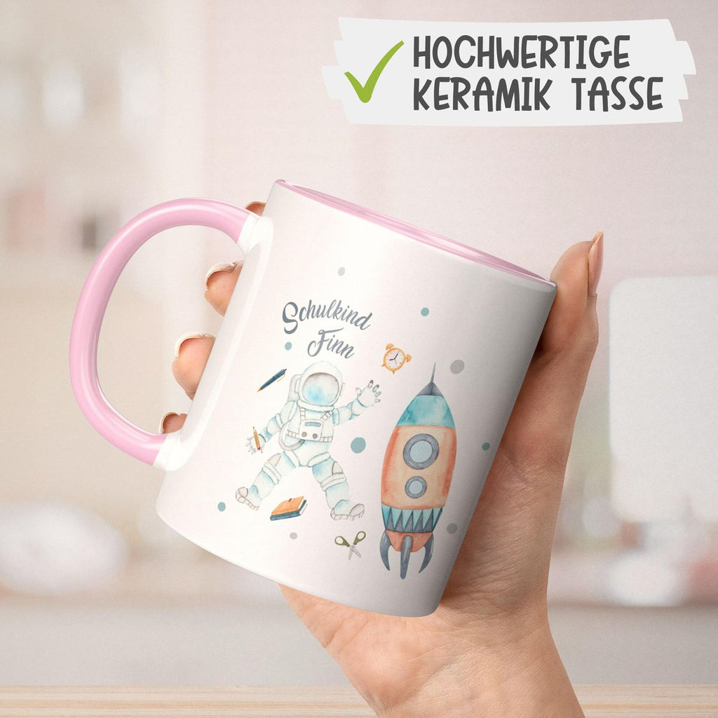 Keramik Tasse Astronaut Schulkind - ein Flug ins All personalisiert mit Wunschname - von Mikalino